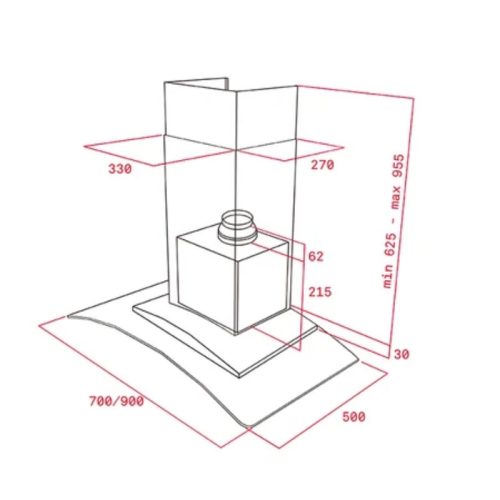 Kích thước máy hút mùi áp tường Teka DGW 77350 EOS