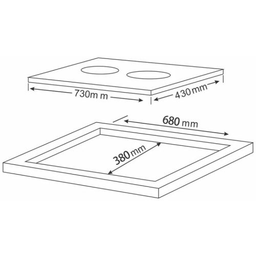 Kích thước bếp từ 2 vùng nấu Teka IBC 7320 S 112510041