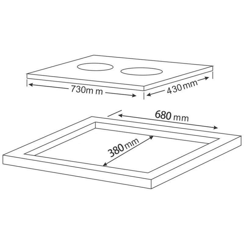 Kích thước bếp từ 2 vùng nấu Teka IBC 7320 S 112510041